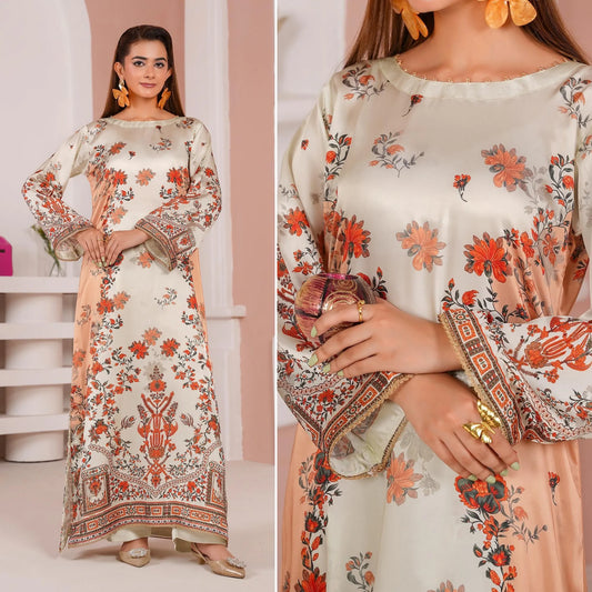 UA-312 Printed Shamooz Silk Printed Kaftan Style Co-Ord Set| Umnaa