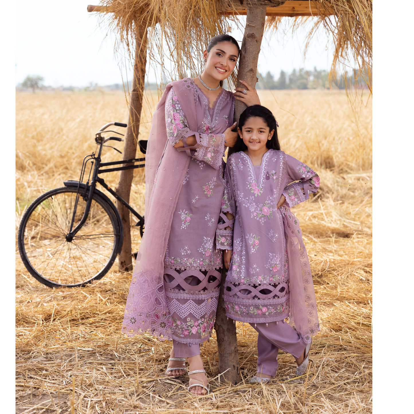UAL-105 Luxury Festive Lawn Embroidered Mother–Daughter Matching Outfit Set by ALLY'S