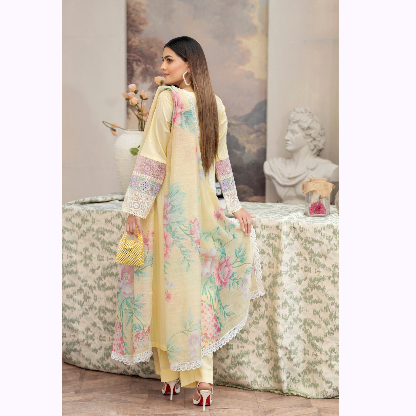 KC-1451 Embroidered Chikenkari Cotton Collection Ready to Wear 3 Pc - Karma Collection