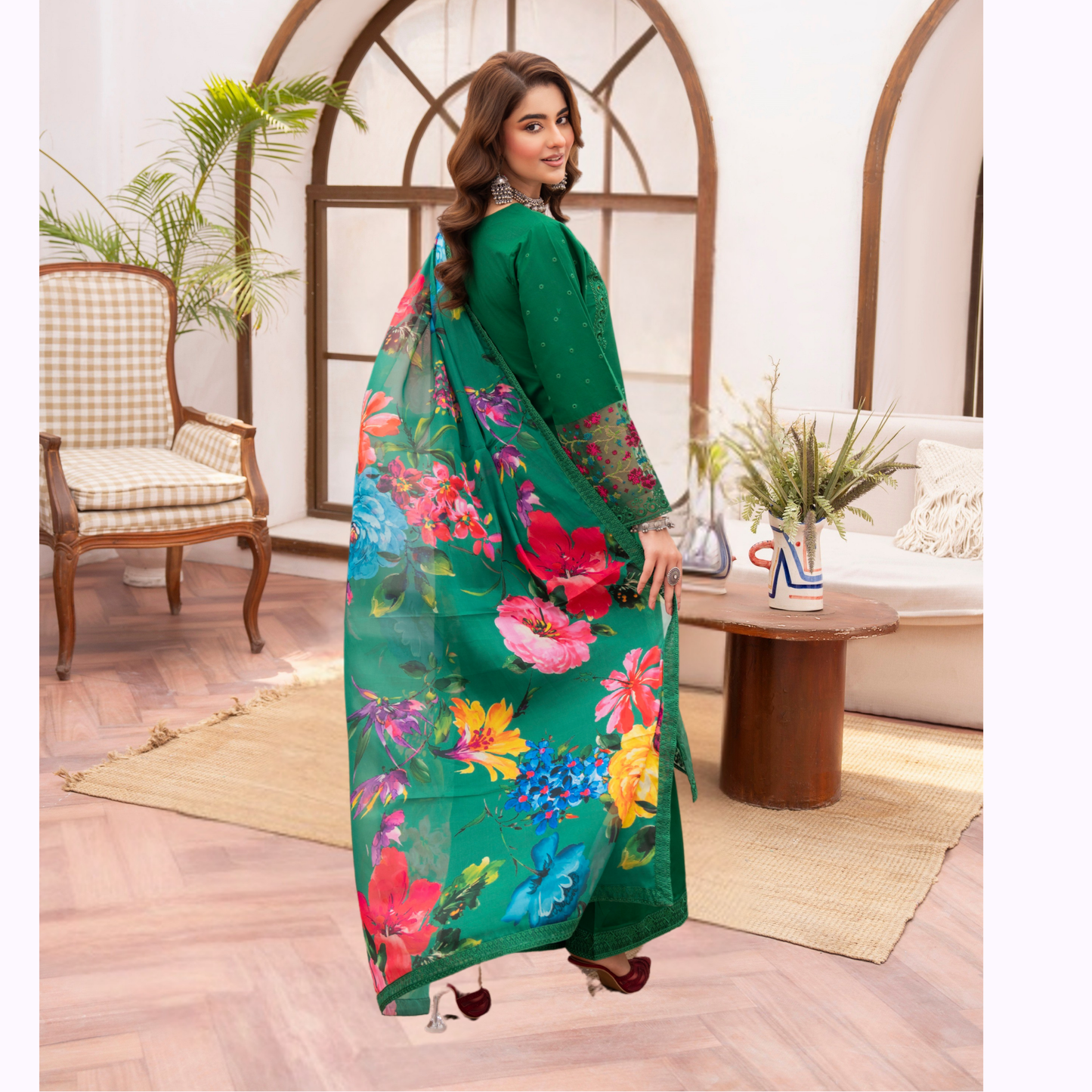 KC-1485 Embroidered Luxury Chikankari Cambric Cotton Collection | Ready to Wear | Karma Collection