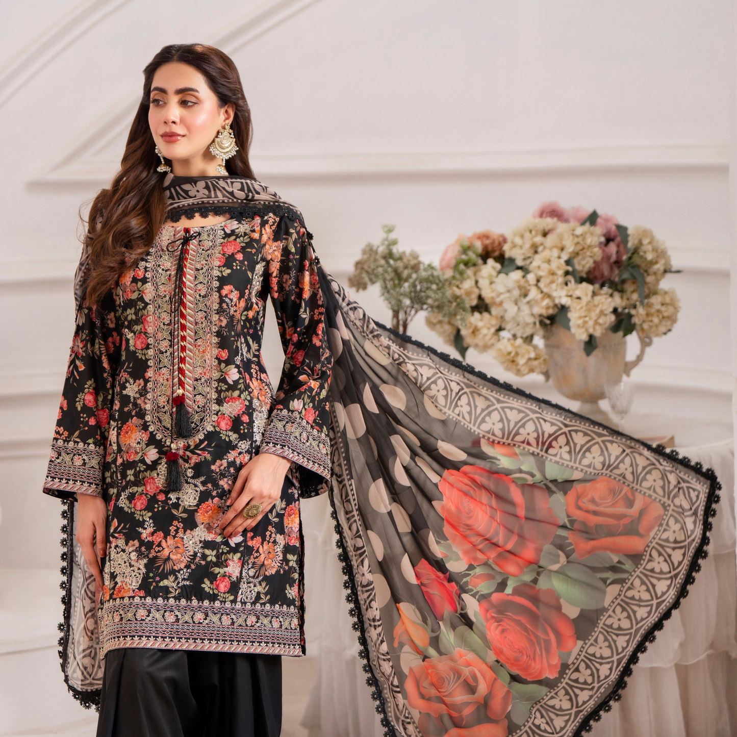 3 Pc Luxury Embroidered trendy Farshi Shalwar Collection | Eid Wear | karma collection