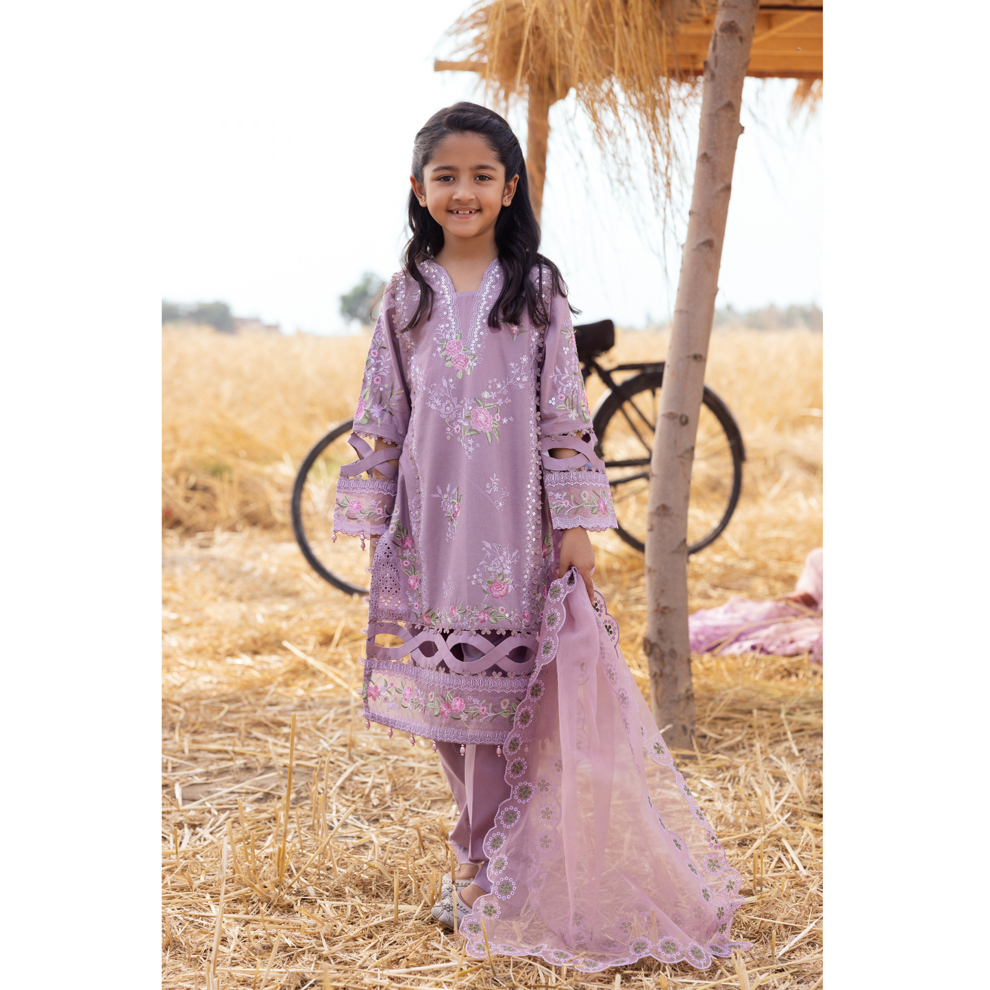 UAL-105 Luxury Festive Lawn Embroidered Mother–Daughter Matching Outfit Set by ALLY'S