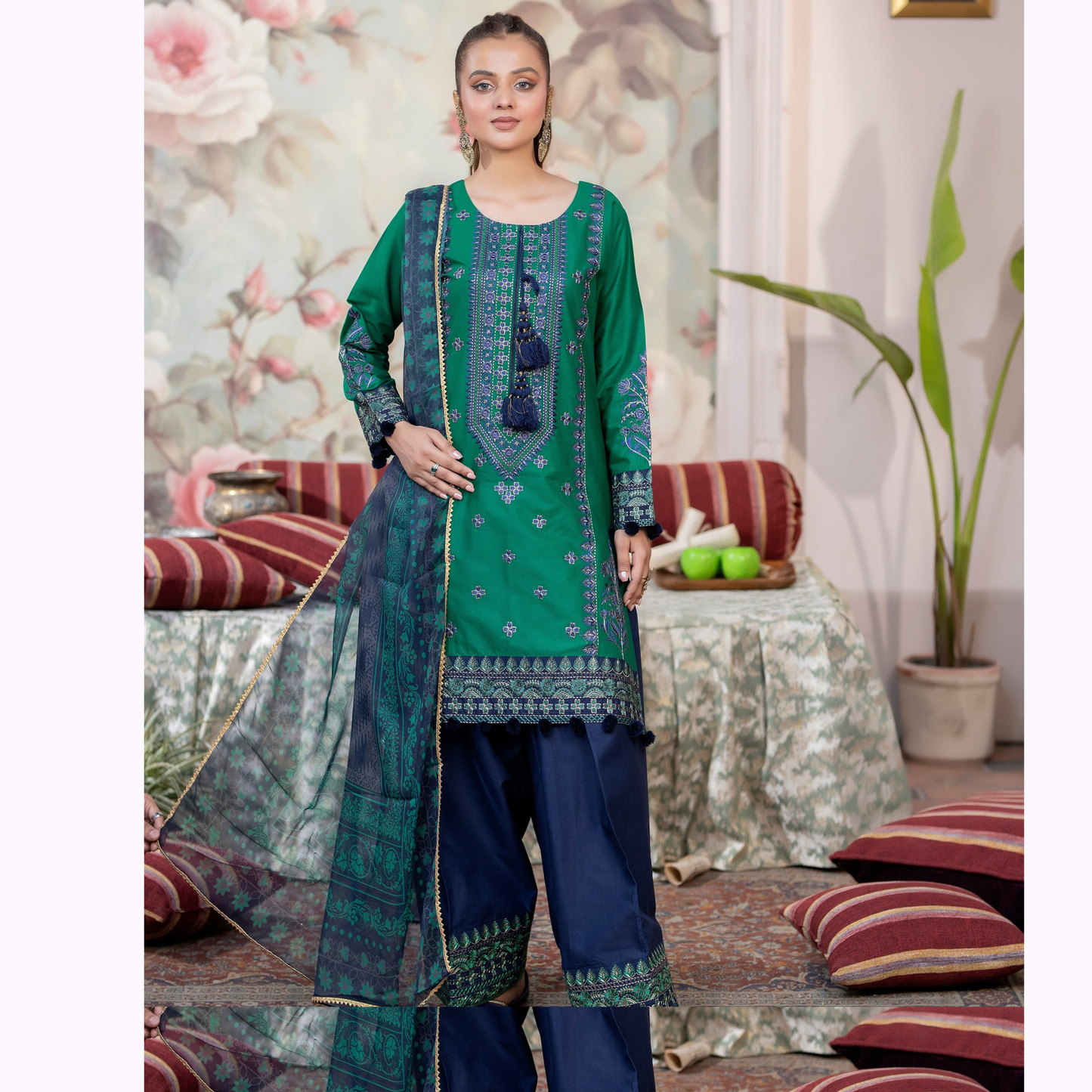 KC-1452 Trendy farshi Shalwar Embroidered Cotton Collection Ready to Wear 3 Pc - Karma Collection