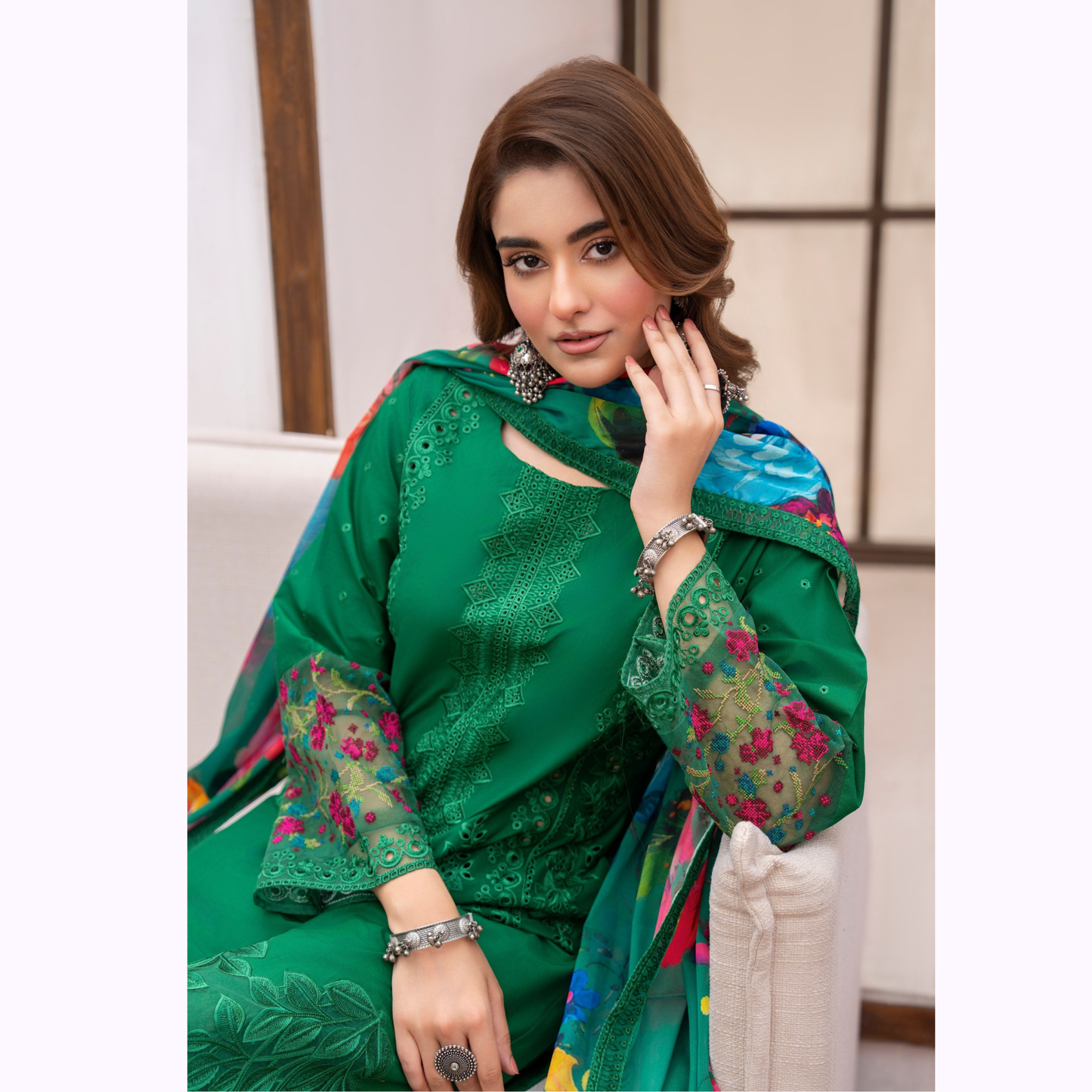 KC-1485 Embroidered Luxury Chikankari Cambric Cotton Collection | Ready to Wear | Karma Collection