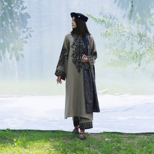 UCA-31 Embroidered Dhanak with Pashmina Shawl Winter Collection by Casuallite