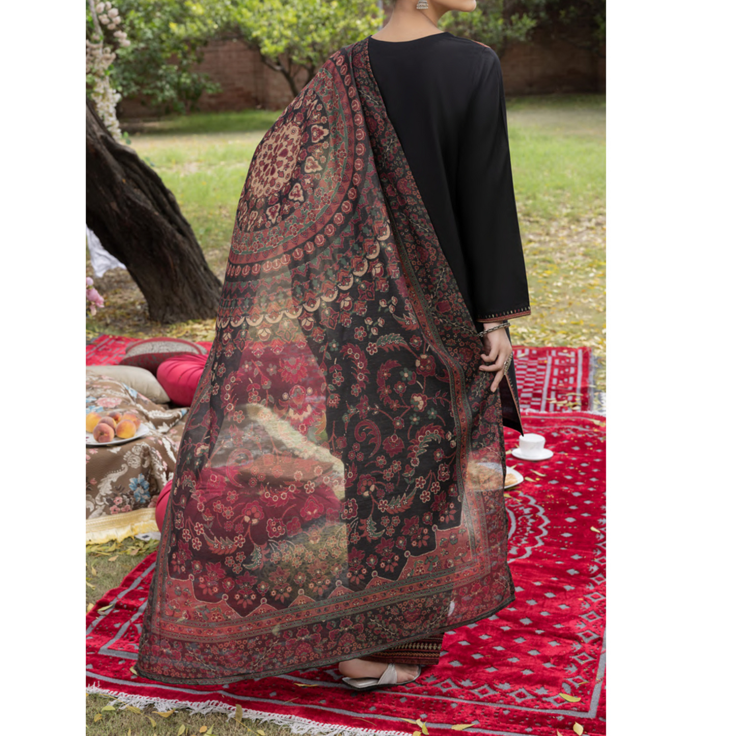 (Black) Embroidered Farshi shalwar Cotton 3 Pc Ready to Wear by Casuallite