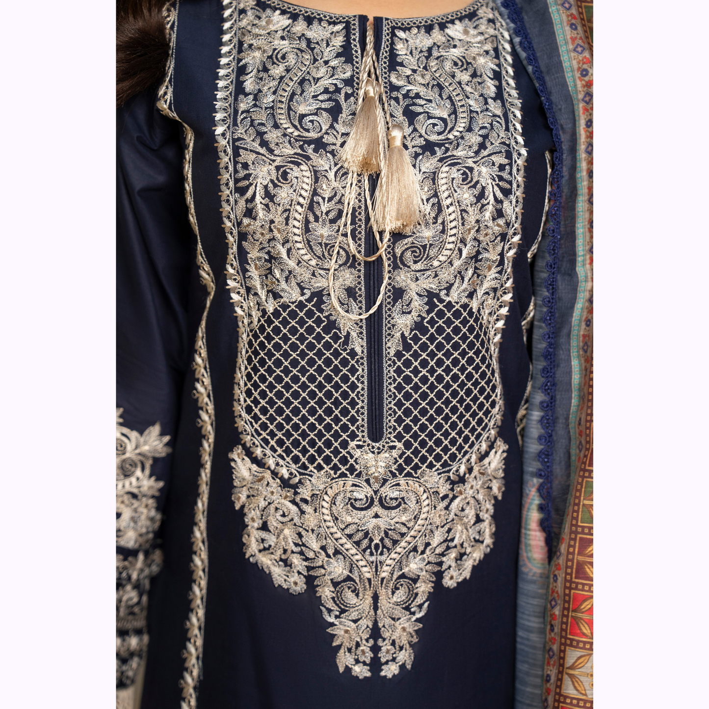 UKC-28 Embroidered Cambric Cotton Ready to Wear 3 Pc - Karma Collection