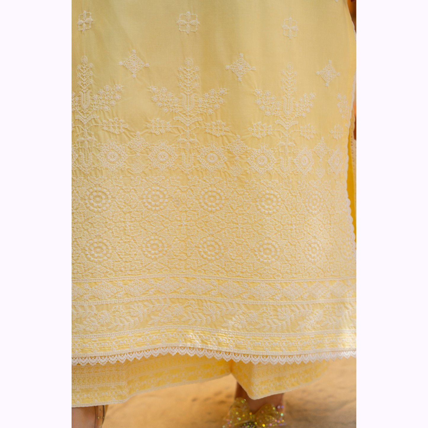 KC-1442 Embroidered Chikankari Cambric Cotton Dress Ready to Wear 3 Pc - Karma Collection