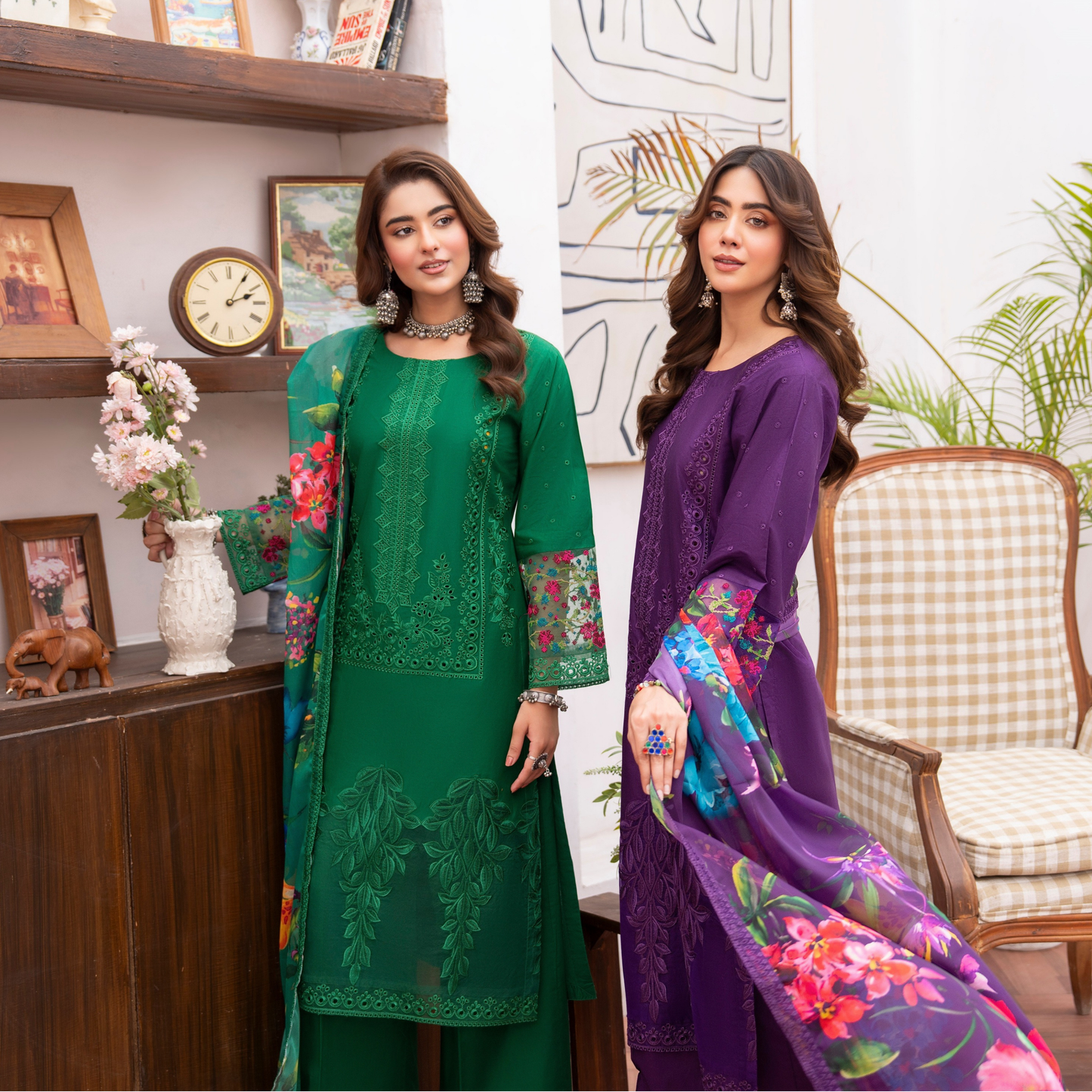KC-1485 Embroidered Luxury Chikankari Cambric Cotton Collection | Ready to Wear | Karma Collection