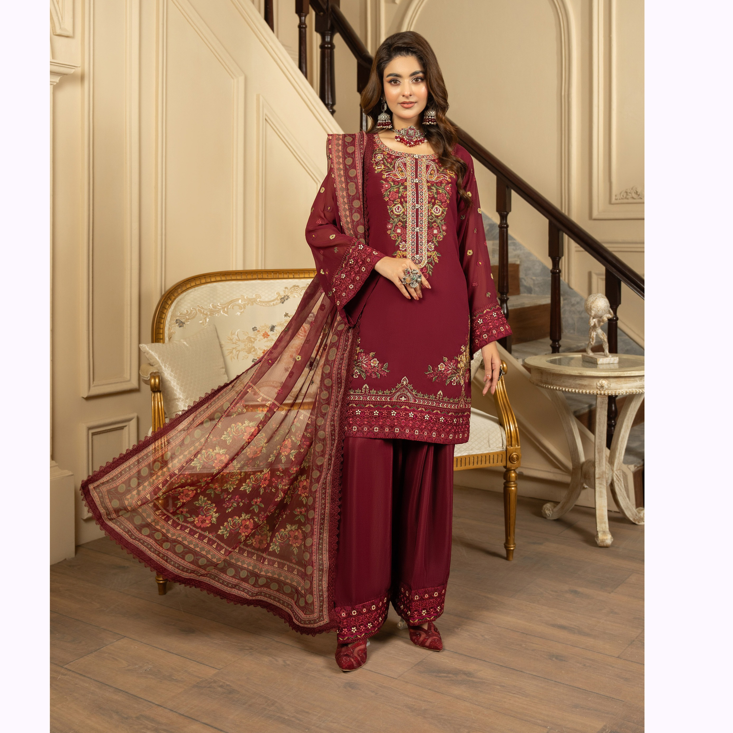 F-467 Embroidered Georgette Chiffon Collection by karma Collection