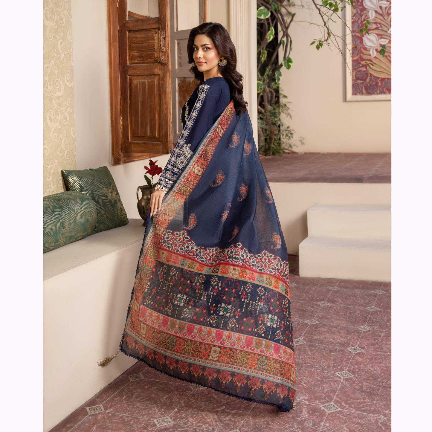 UKC-28 Embroidered Cambric Cotton Ready to Wear 3 Pc - Karma Collection