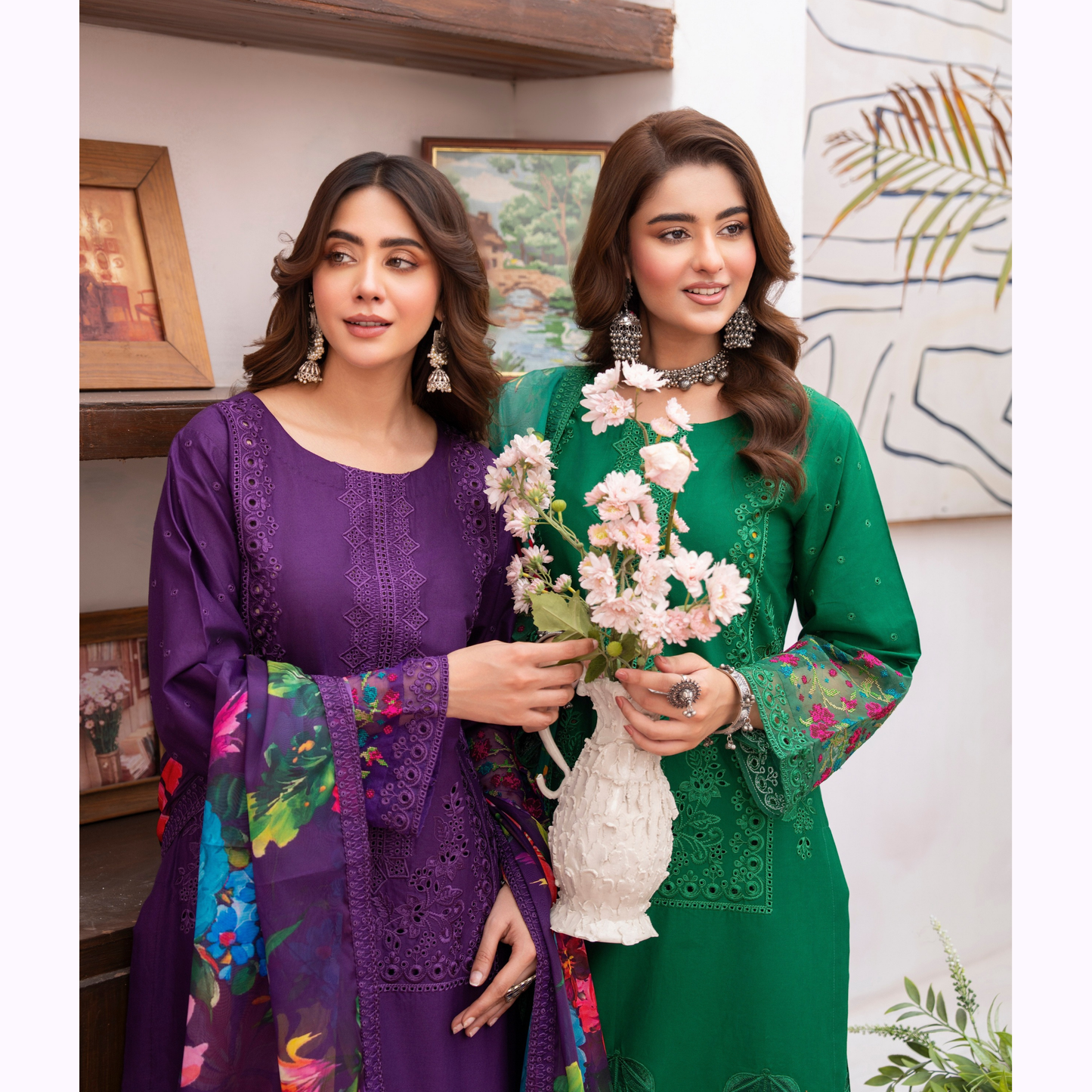 KC-1485 Embroidered Luxury Chikankari Cambric Cotton Collection | Ready to Wear | Karma Collection