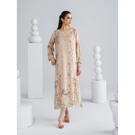 UAL-08 Printed Silk Kaftan with Trouser 2 Pc Set | Ally's