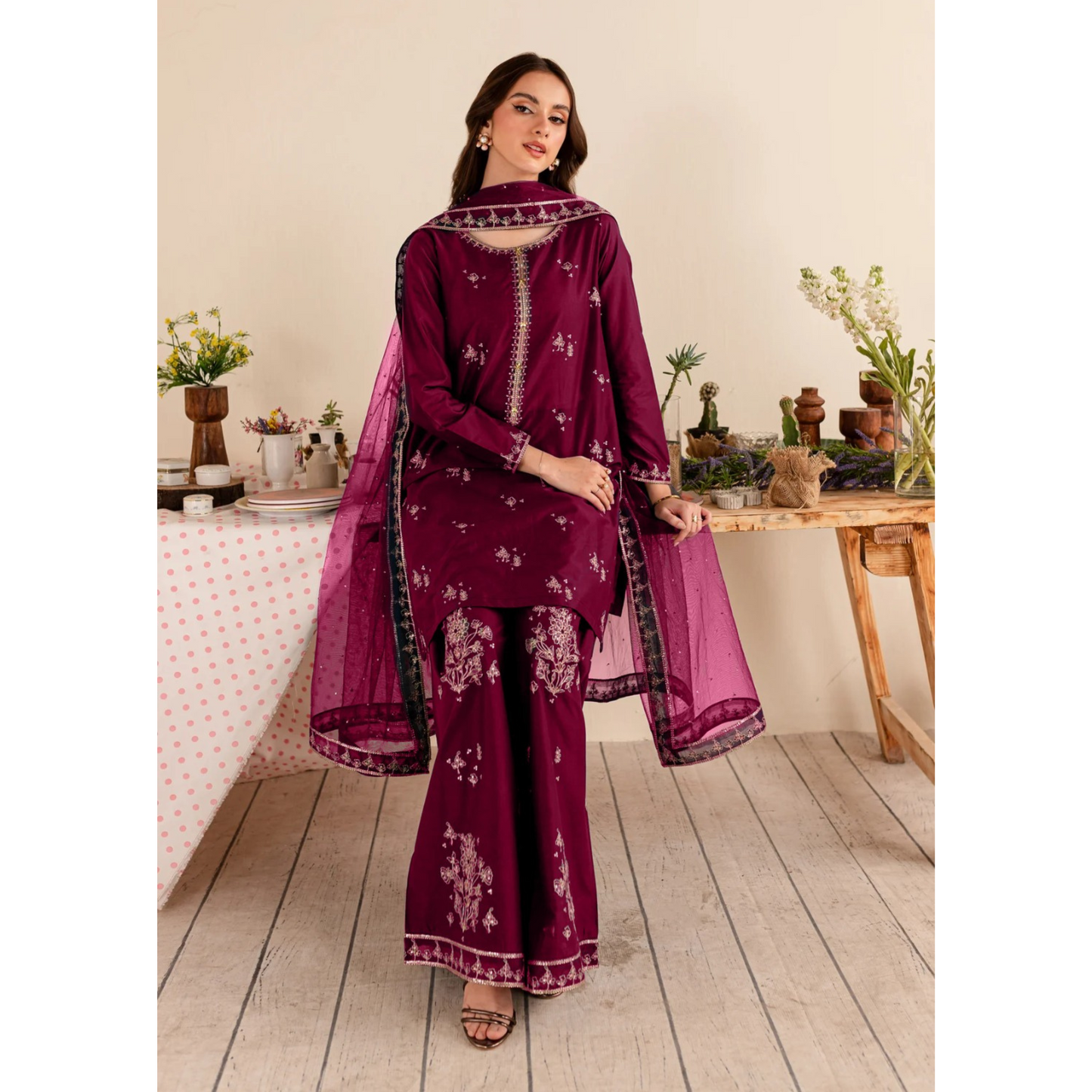 UA-39 3 Pc Embroidered Cotton Collection | Ready to Wear | UMNAA
