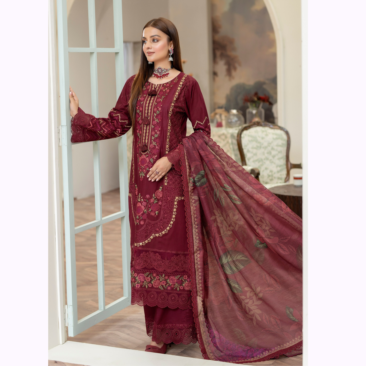KC-1456 Embroidered Cotton Collection Ready to Wear 3 Pc - Karma Collection