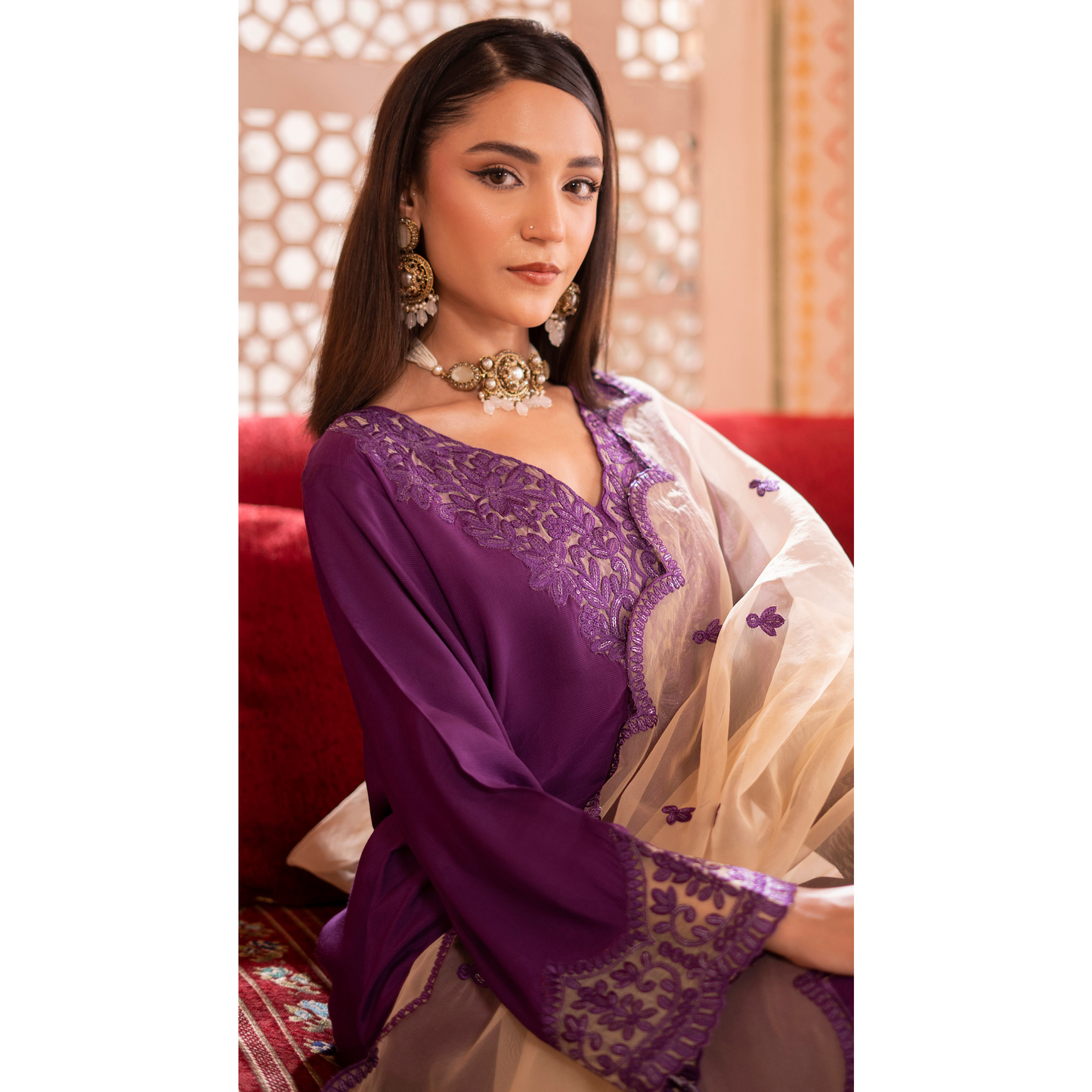 RA-19 Luxury Raw Silk Embroidered Farshi Shalwar Collection |Ready to Wear | Raniya.h