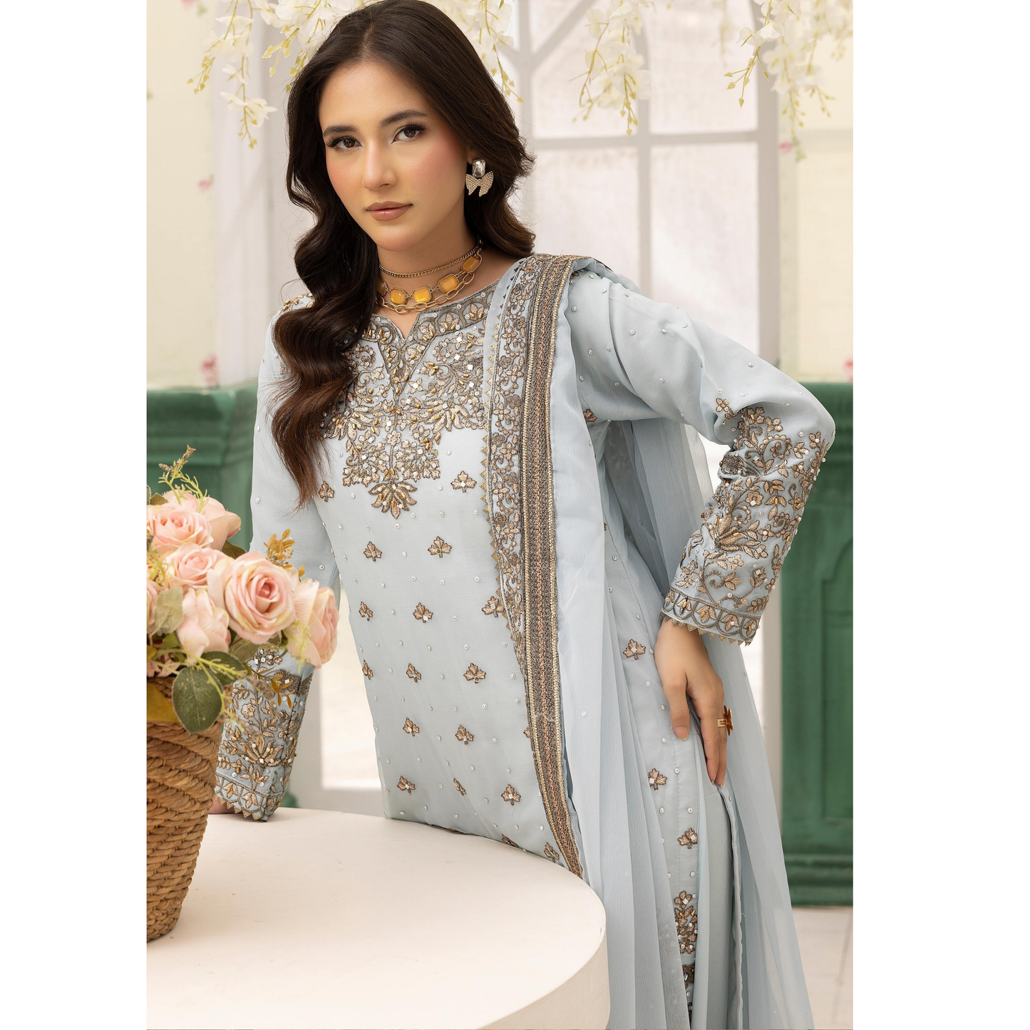 UMS-27 "NIDA LUX SHIFFON" Luxury Chiffon with Farshi Shalwar Collection | Ready to Wear | Simrans