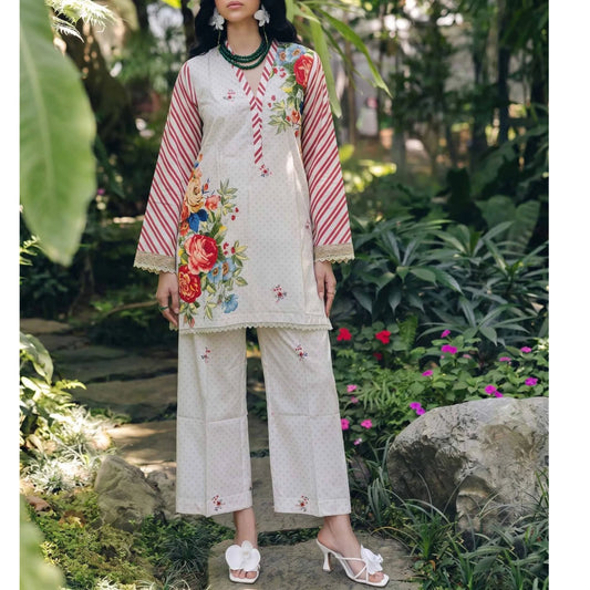 USN-21 Printed Lawn 2 Piece Co-Ord Set for Women | Soft Summer Casual Wear by Saphron