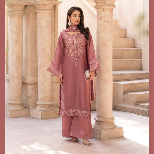 RA-36 Embroidered Sheesha Silk 3 Piece Suit | Premium Embroidered Silk Dress with Dupatta | Women's Party & Festive Wear