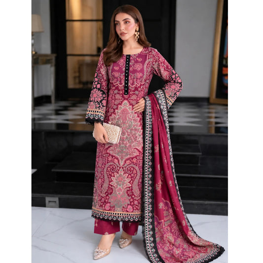 UA-325 Printed Kaftan Khaddar Style 3 Pc Collection | Umnaa