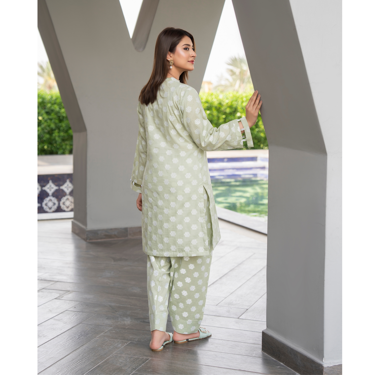 UA-86 2 Pc Jacquard Lawn Co-Ords Set | Ready to Wear | Umnaa