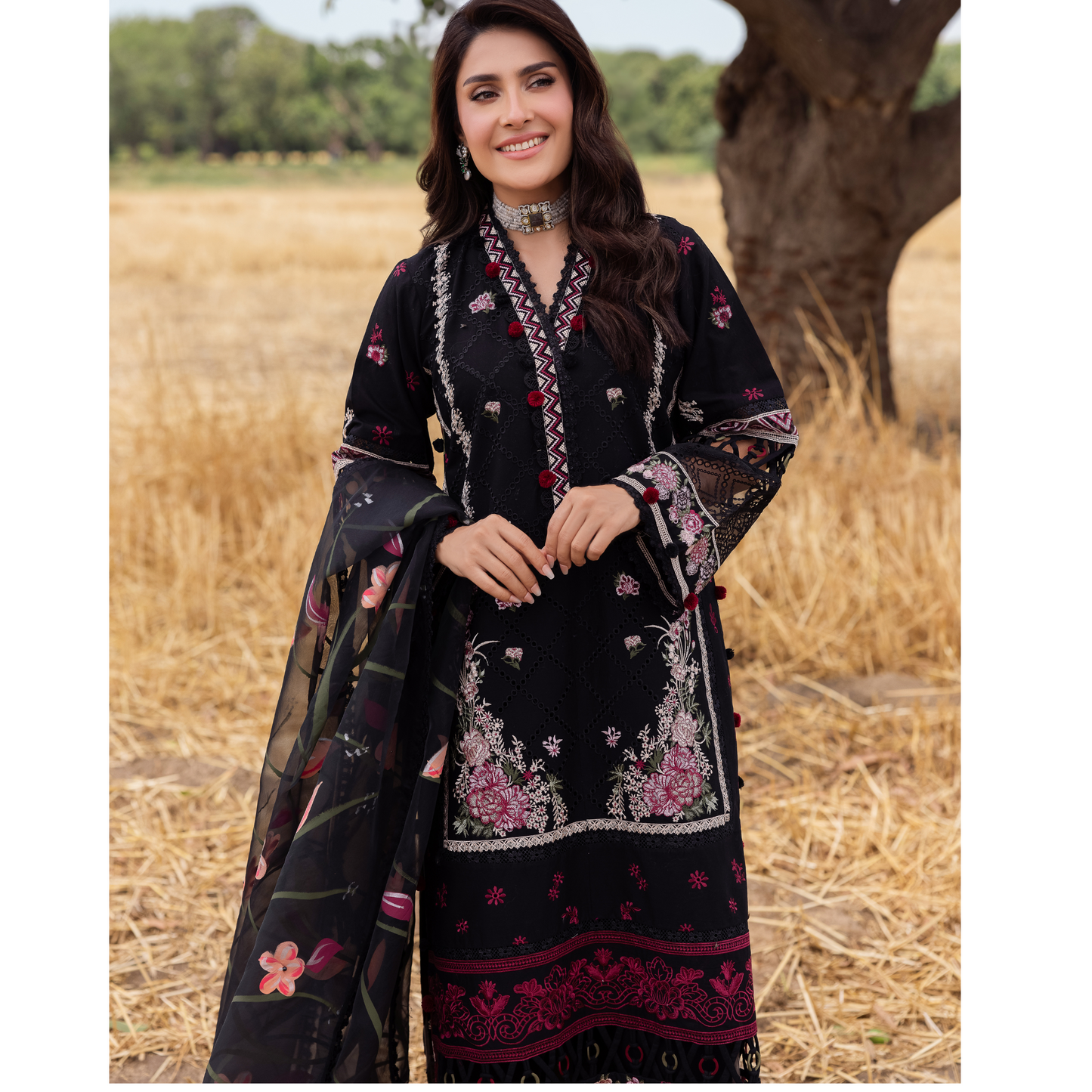 UAL-105 Luxury Festive Lawn Embroidered Mother–Daughter Matching Outfit Set by ALLY'S