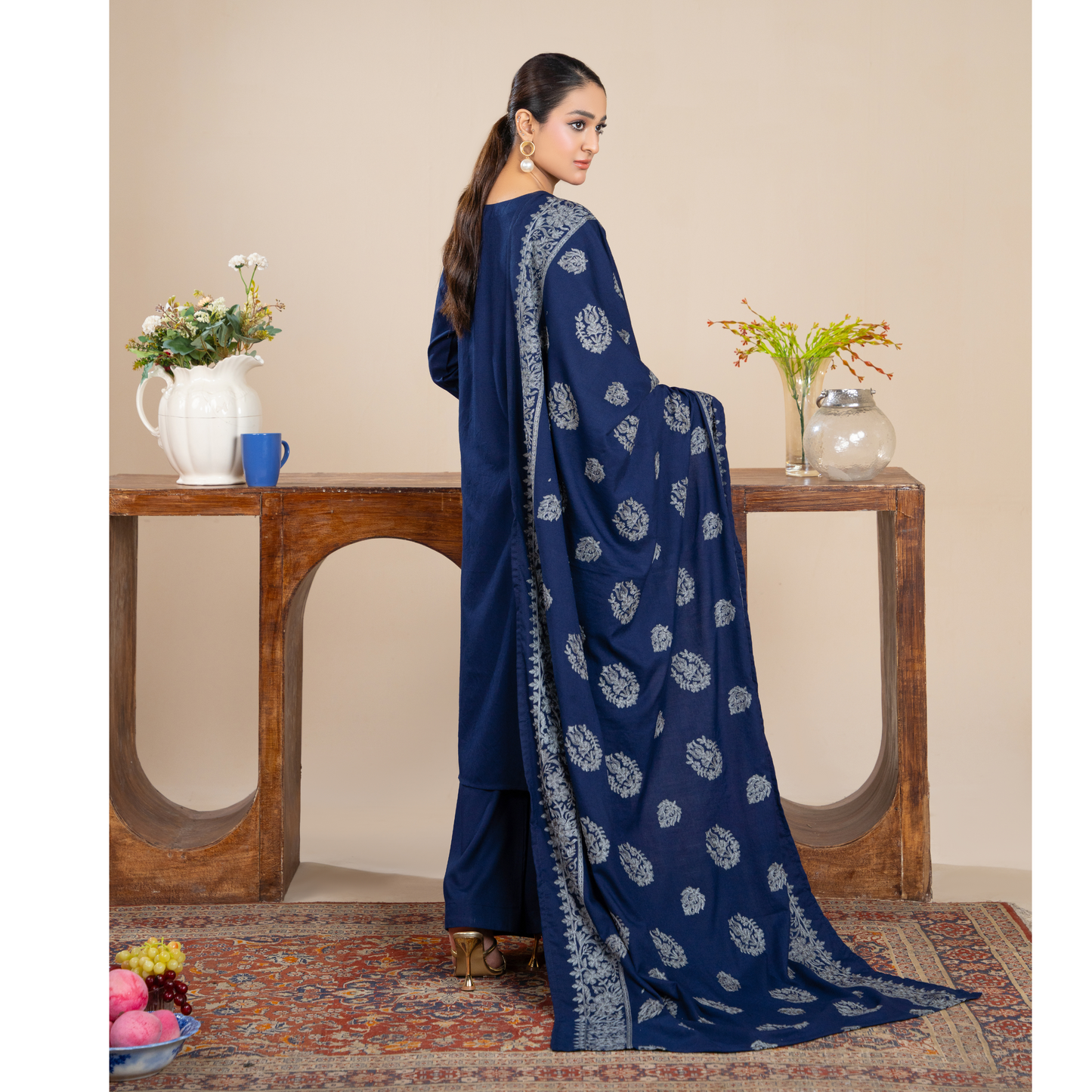 RA-21 3 Pc Dhanak Dress with Embroidered Dhanak Shawl |Ready to Wear | Winter Collection | Raniya.h