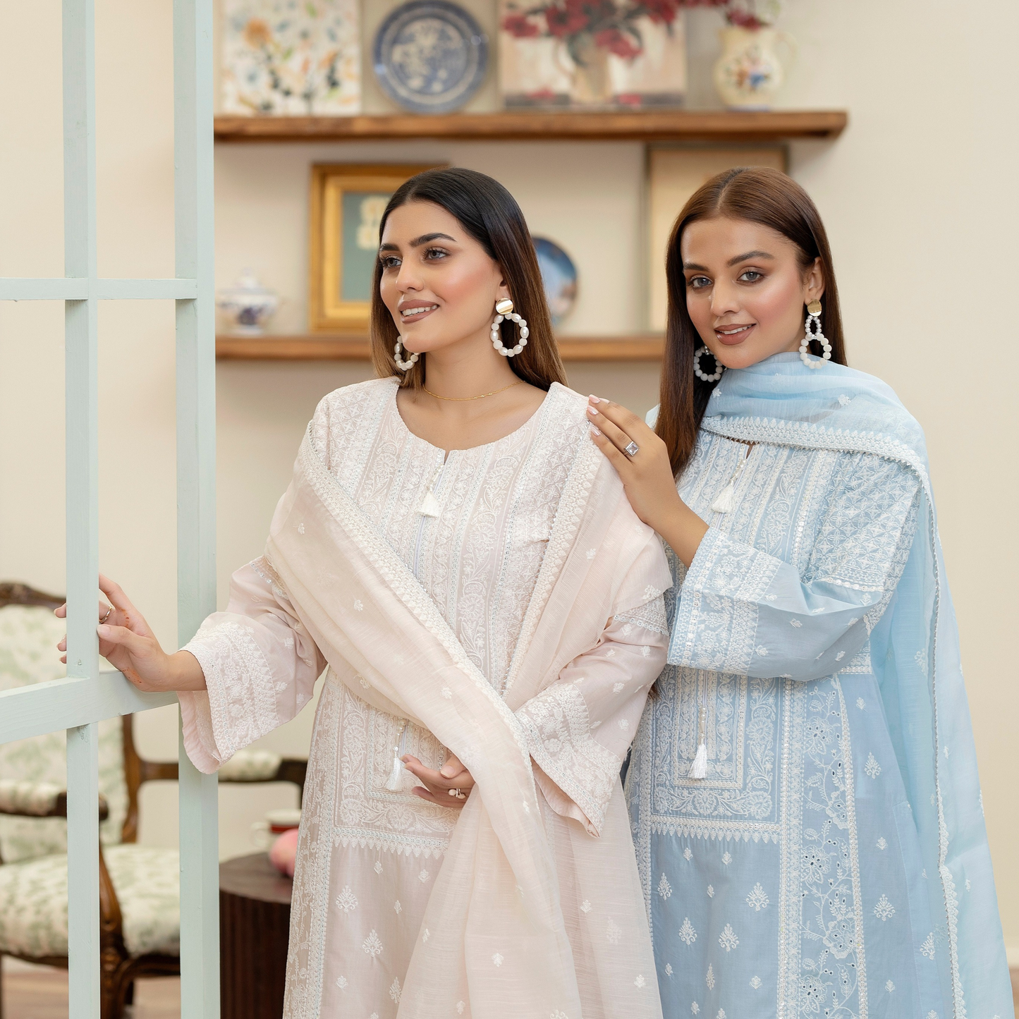 KC-1457 Embroidered Chikenkari Cotton Collection Ready to Wear 3 Pc - Karma Collection