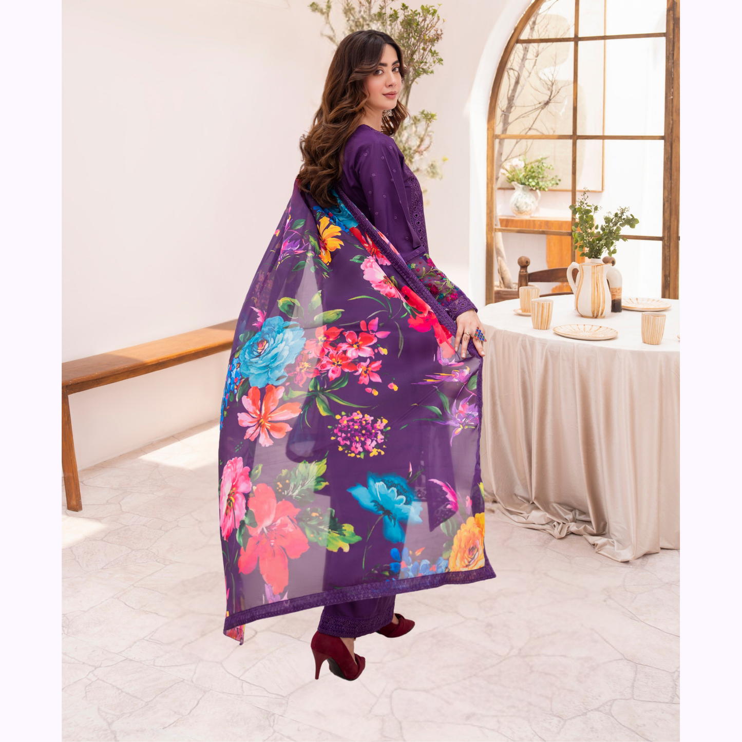 KC-1485 Embroidered Luxury Chikankari Cambric Cotton Collection | Ready to Wear | Karma Collection
