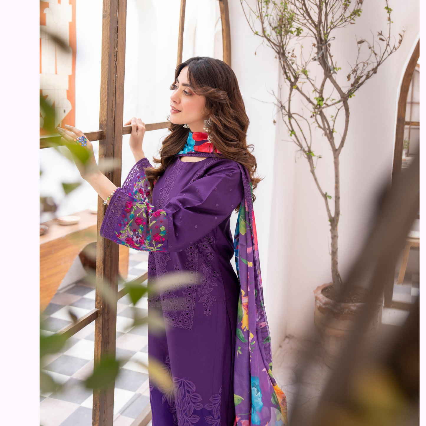 KC-1485 Embroidered Luxury Chikankari Cambric Cotton Collection | Ready to Wear | Karma Collection