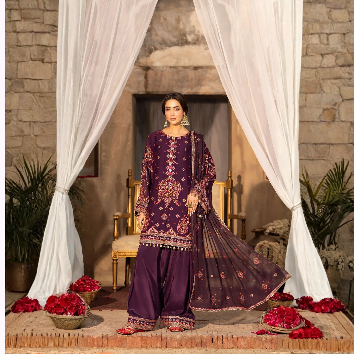 F-527 "Saj Dhaj" Embroidered Georgette Collection by Karma Collection