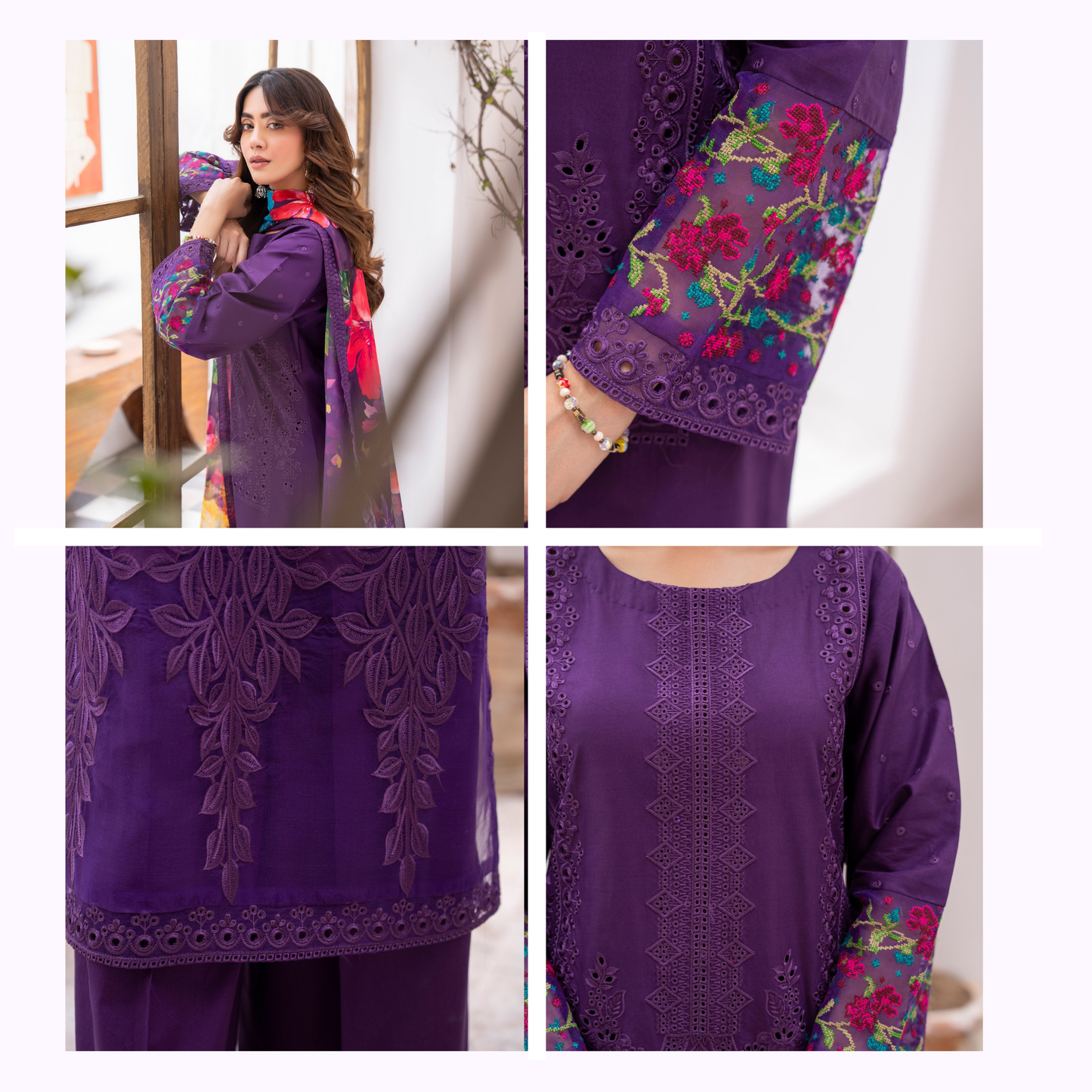 KC-1485 Embroidered Luxury Chikankari Cambric Cotton Collection | Ready to Wear | Karma Collection