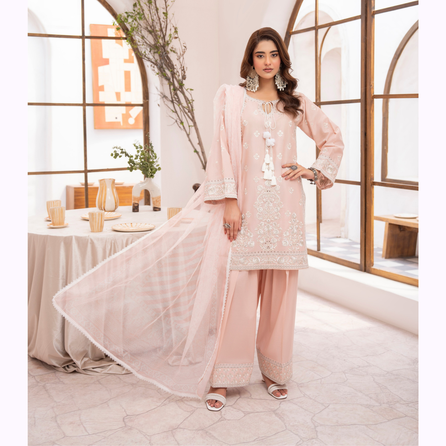 KC-1476 Embroidered Luxury Cambric Cotton farshi Shalwar Collection | Ready to Wear | Karma Collection