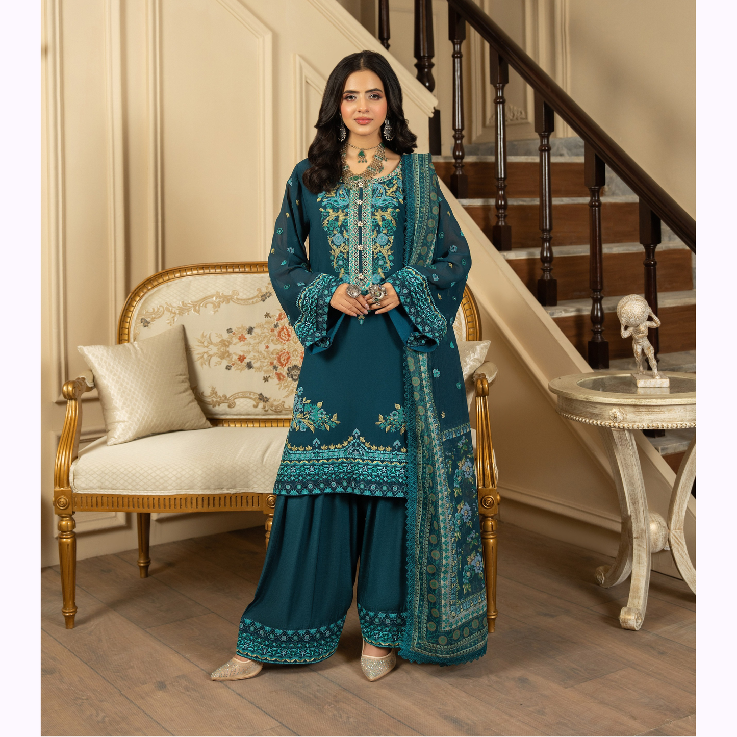 F-467 Embroidered Georgette Chiffon Collection by karma Collection