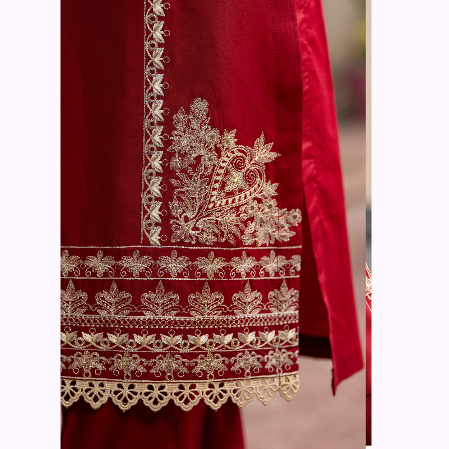 UKC-28 Embroidered Cambric Cotton Ready to Wear 3 Pc - Karma Collection