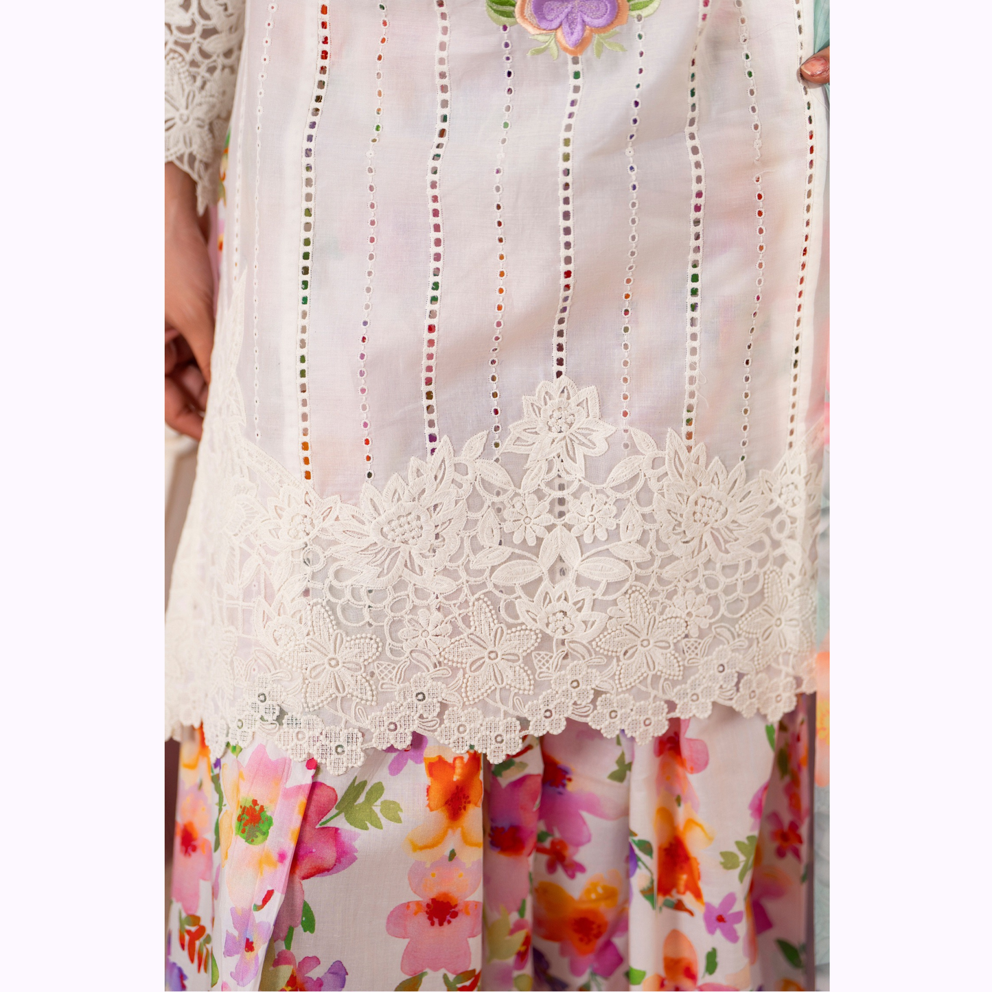 3 Pc Printed Floral Embroidered Trendy farshi Shalwar Collection karma collection