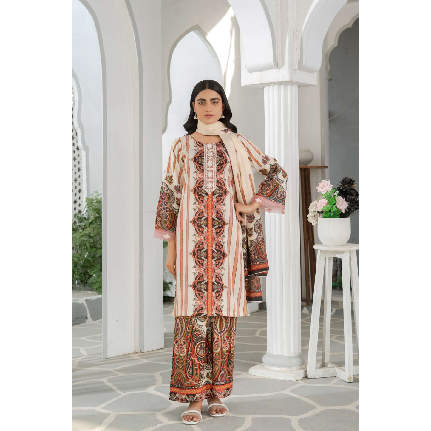 UMRZ-47 3 Pc Pakistani Printed Summer Lawn Collection by Rangz