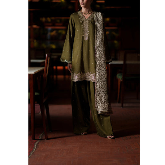 UCA-37 EALA Festive Embroidered Viscose Dress with Printed Silk Dupatta | Women’s Festive Wear Pakistani Designer Outfit by Casuallite