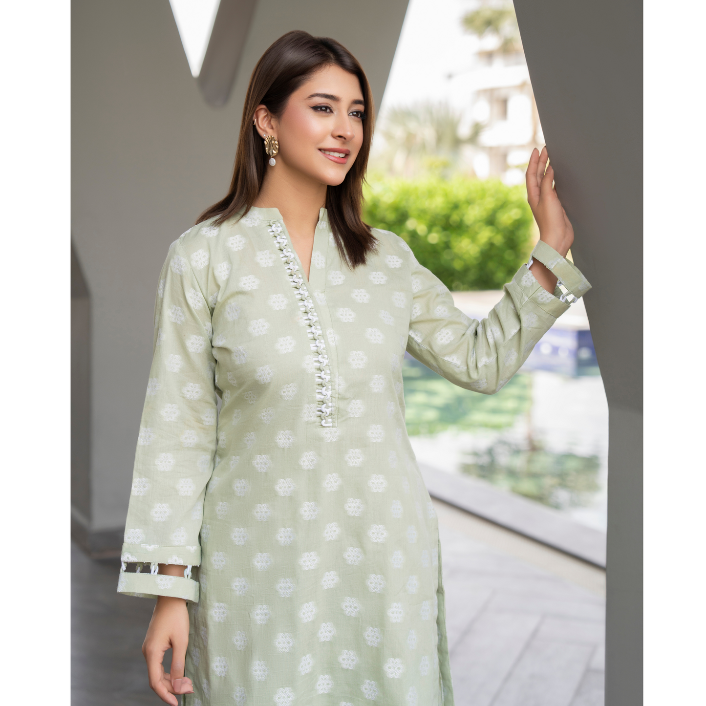 UA-86 2 Pc Jacquard Lawn Co-Ords Set | Ready to Wear | Umnaa