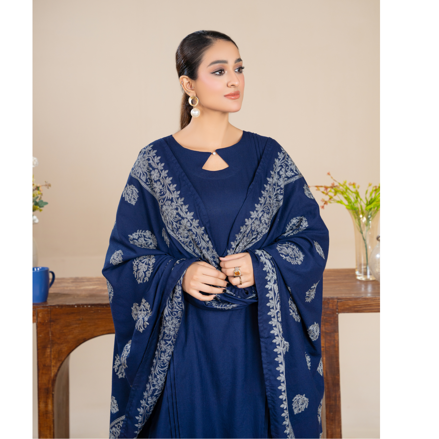 RA-21 3 Pc Dhanak Dress with Embroidered Dhanak Shawl |Ready to Wear | Winter Collection | Raniya.h