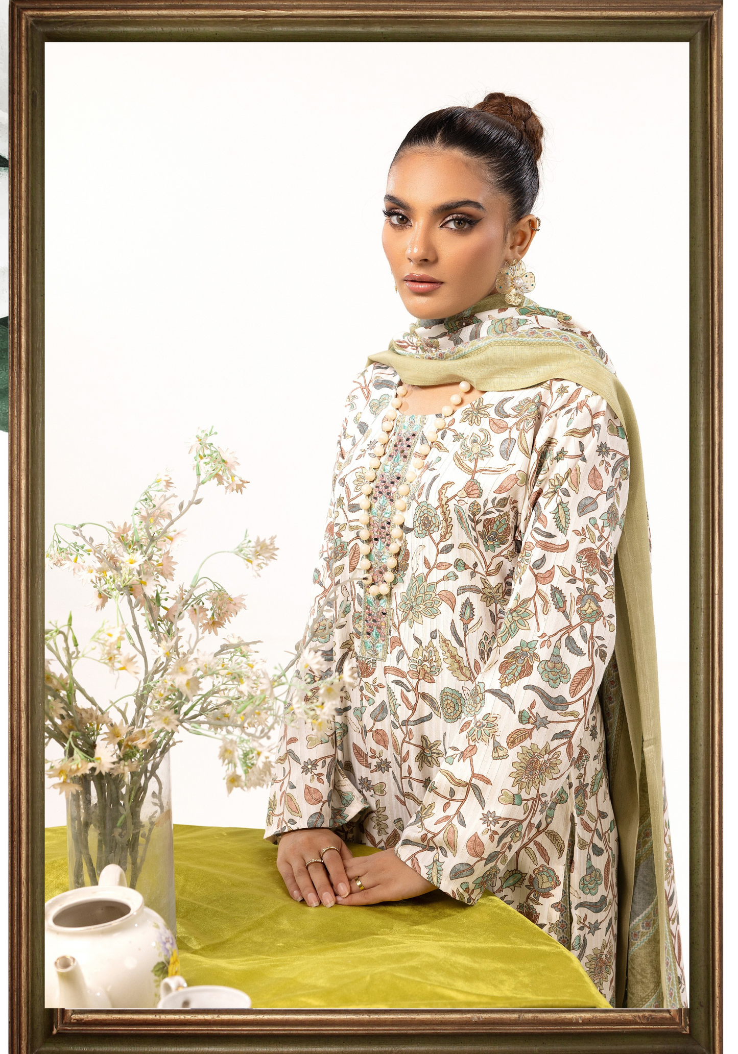 Multi | Printed Linen Shalwar Kameez & Dupatta | 3 Pc | Ready-to-wear | Simrans
