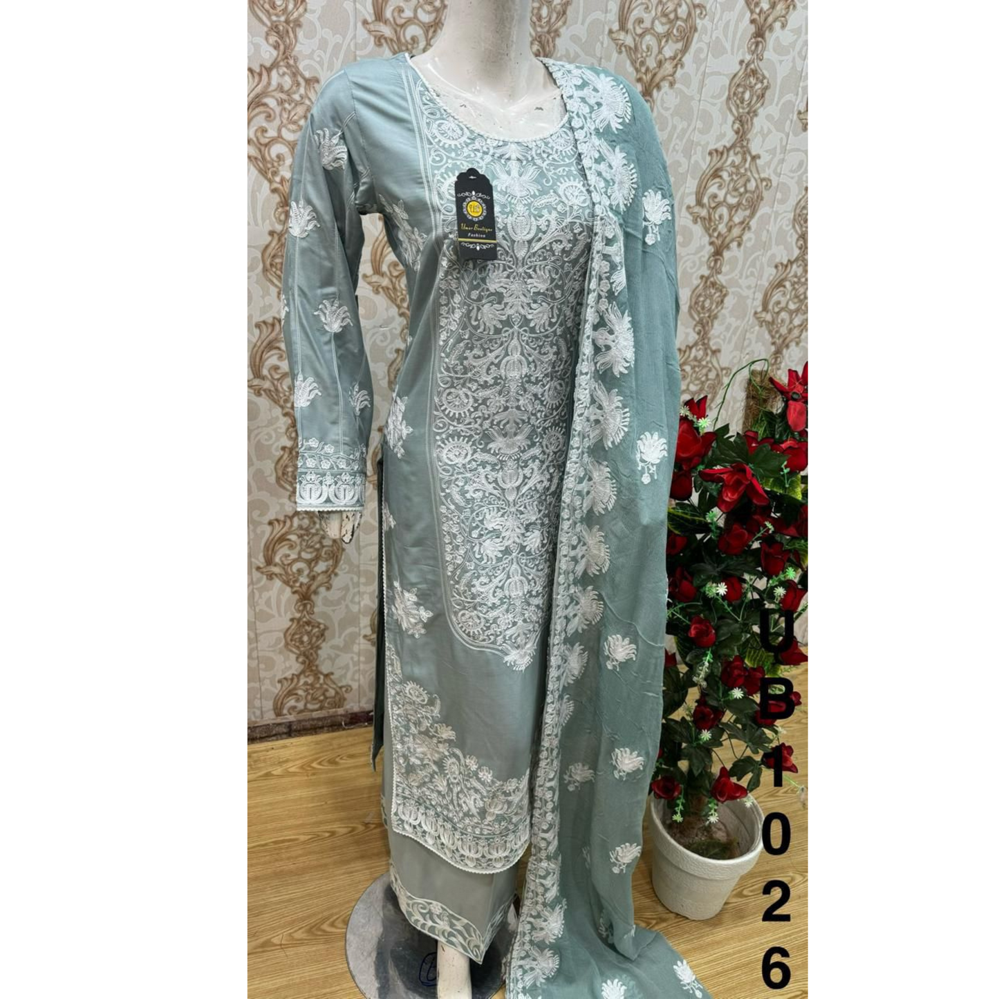 3 Pc Embroidered Linen Dress |Ready to Wear| UB
