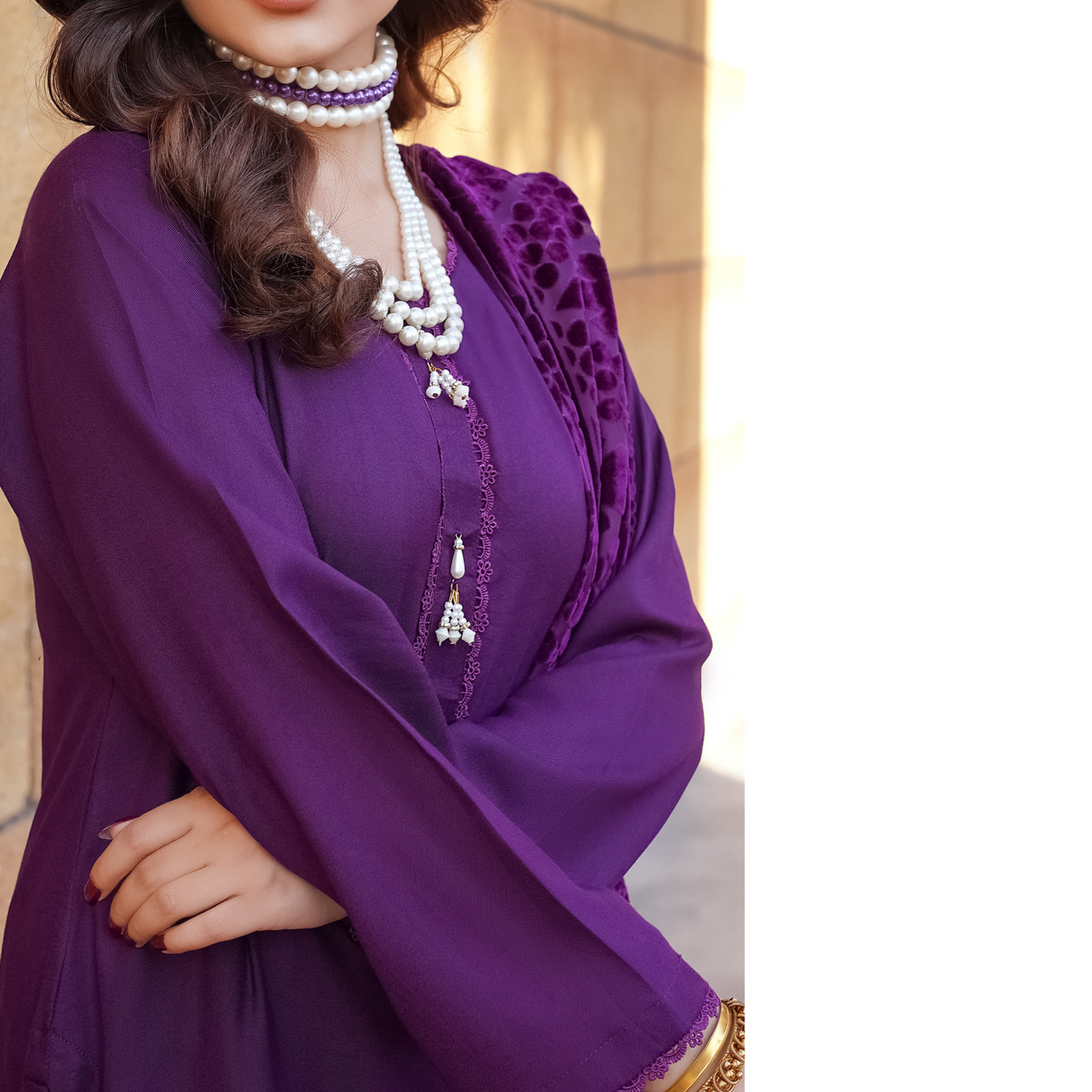 3 Pc Dhanak Dress with Palachi Shawl | Ready-to-wear | Winter Collection |RD