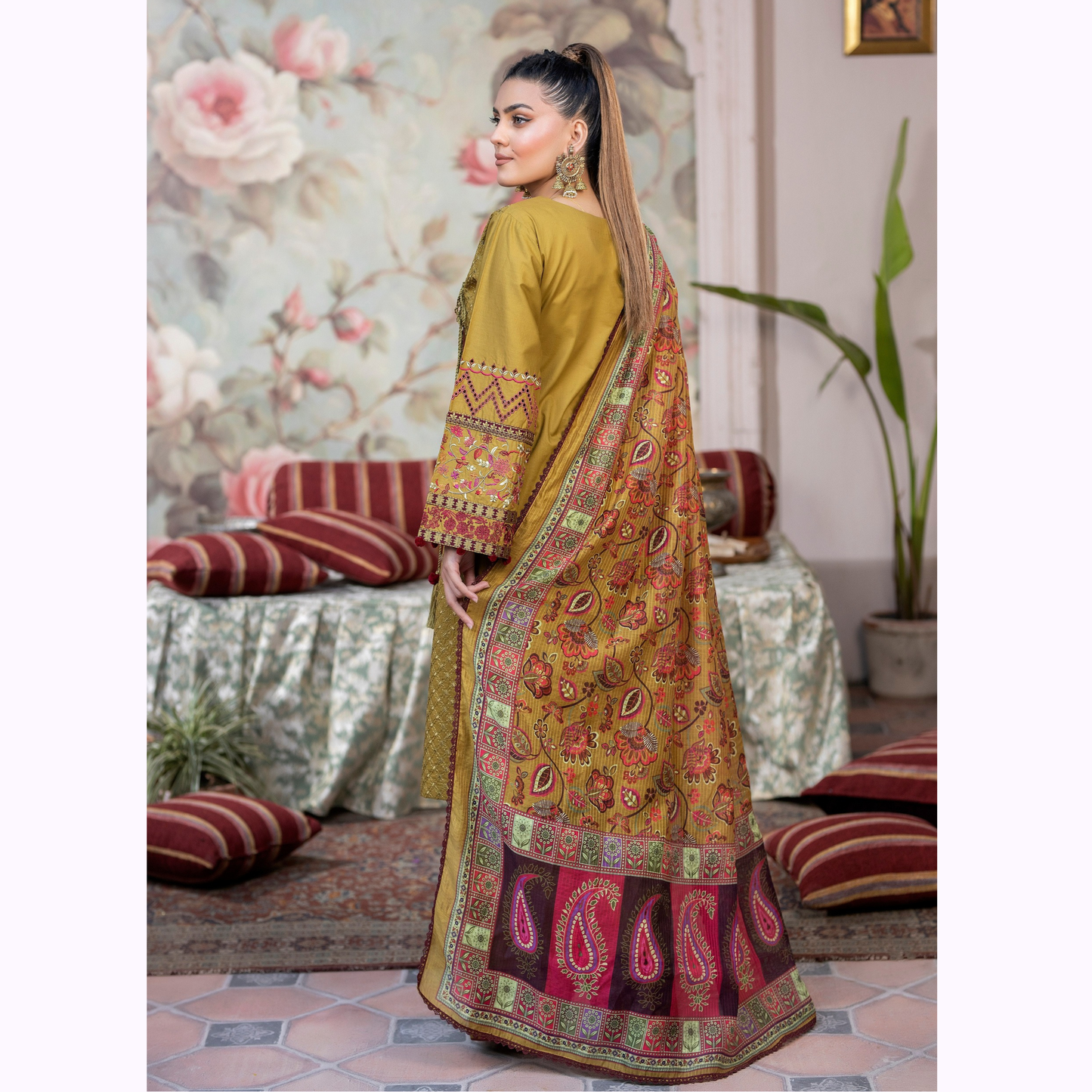 KC-1450 Trendy farshi Shalwar Embroidered Cotton Collection Ready to Wear 3 Pc - Karma Collection