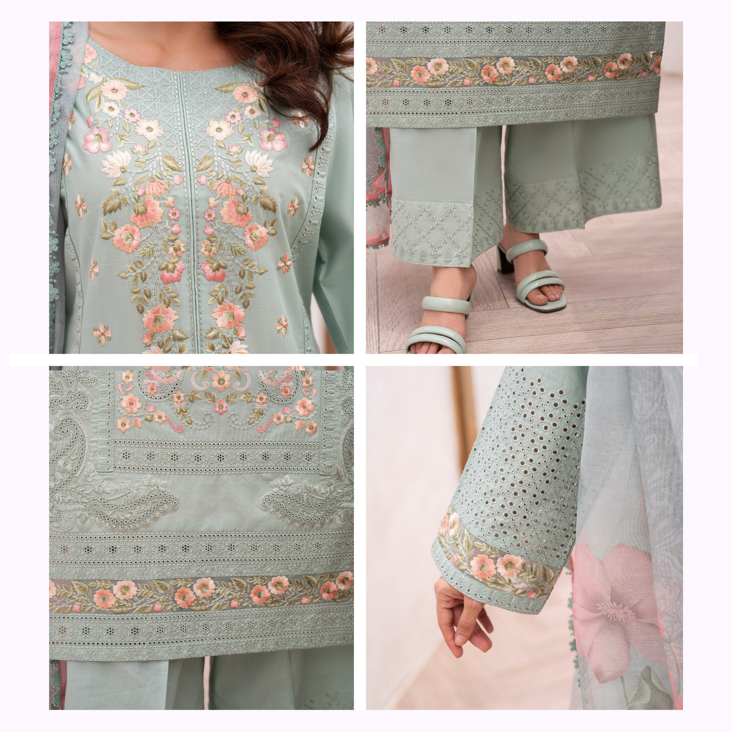 KC-1482 Embroidered Luxury Chikankari Cambric Cotton Collection | Ready to Wear | Karma Collection
