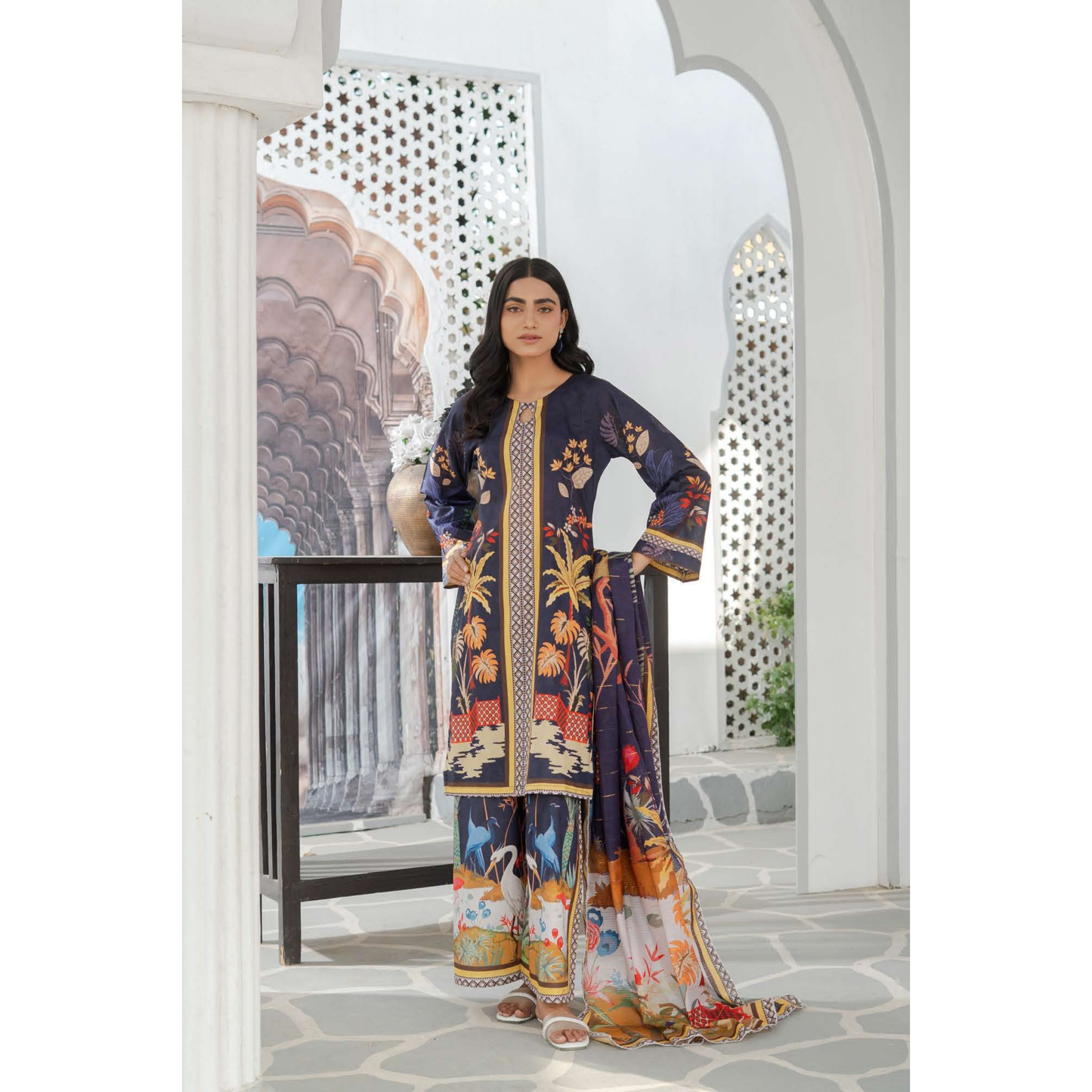 UMRZ-46 3 Pc Pakistani Printed Summer Lawn Collection by Rangz