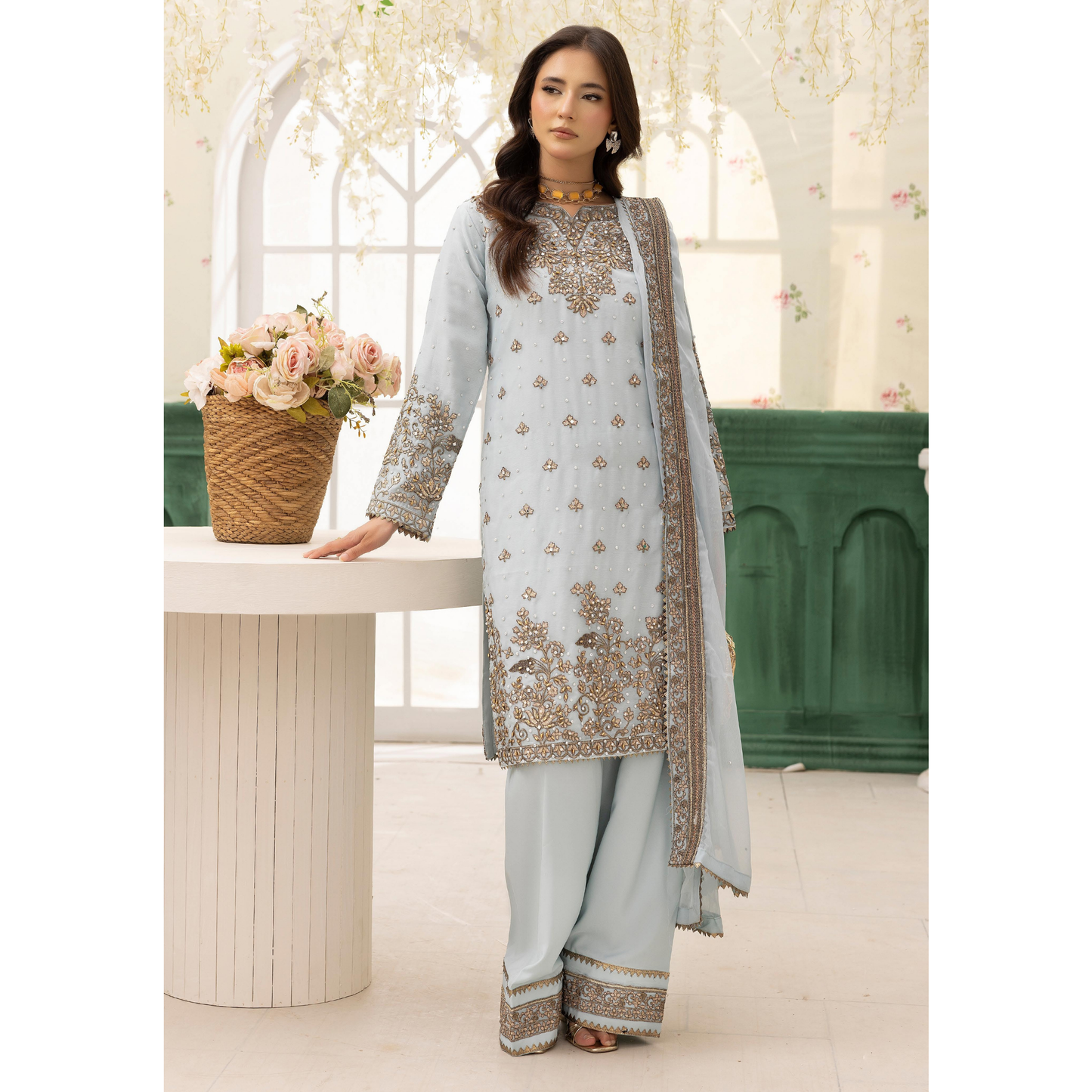UMS-27 "NIDA LUX SHIFFON" Luxury Chiffon with Farshi Shalwar Collection | Ready to Wear | Simrans
