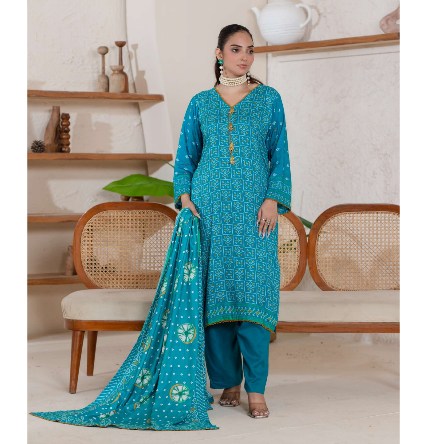 UA-106 Printed "Ajrak Style" Linen Collection by UMNAA