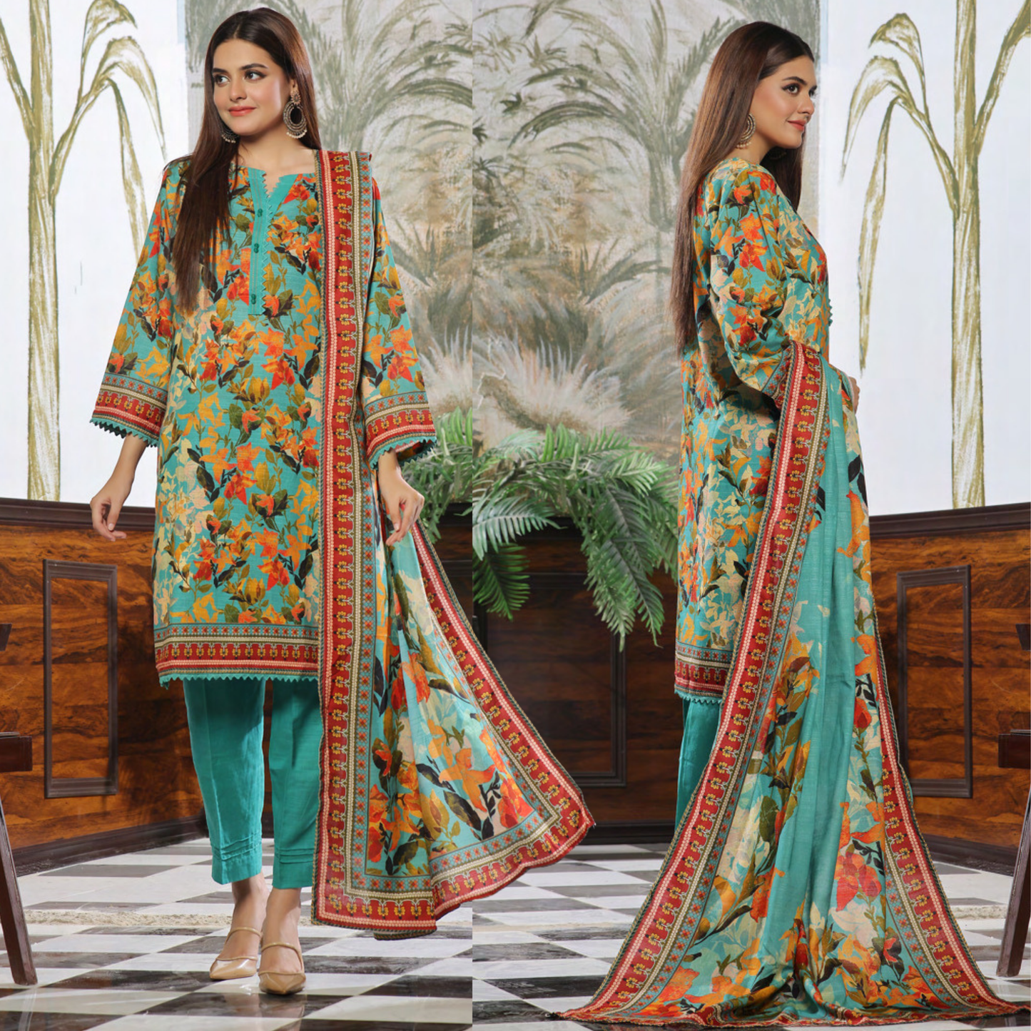 USN-15 Printed Khaddar 3 Pc Collection Set by Saphron