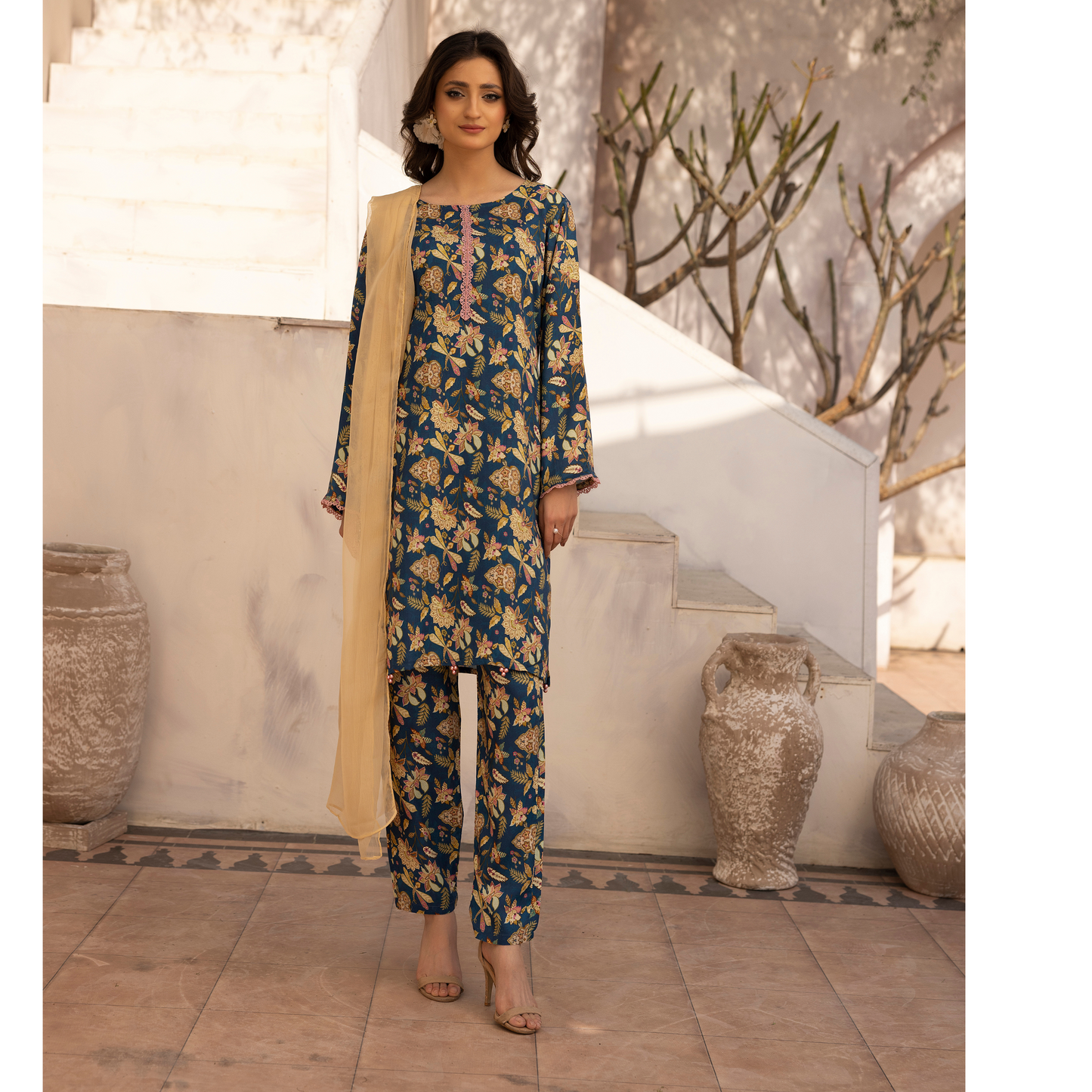 UMS-34 Mariyah Printed Linen 3 Pc Collection by Simrans asian clothes Casual Ready to Wear Pakistani dress